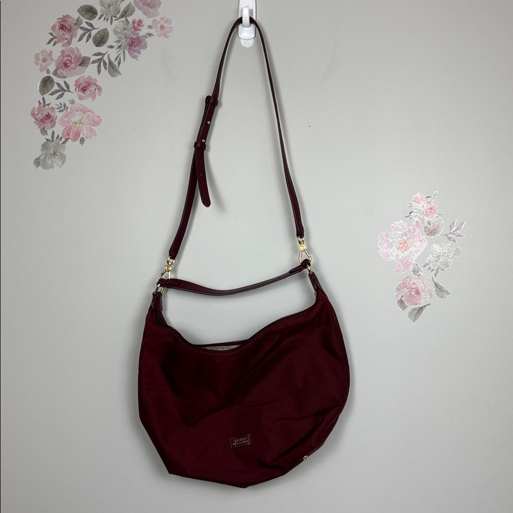 Lauren Ralph Lauren Deep Red Hobo Shoulder Bag - Medium Size